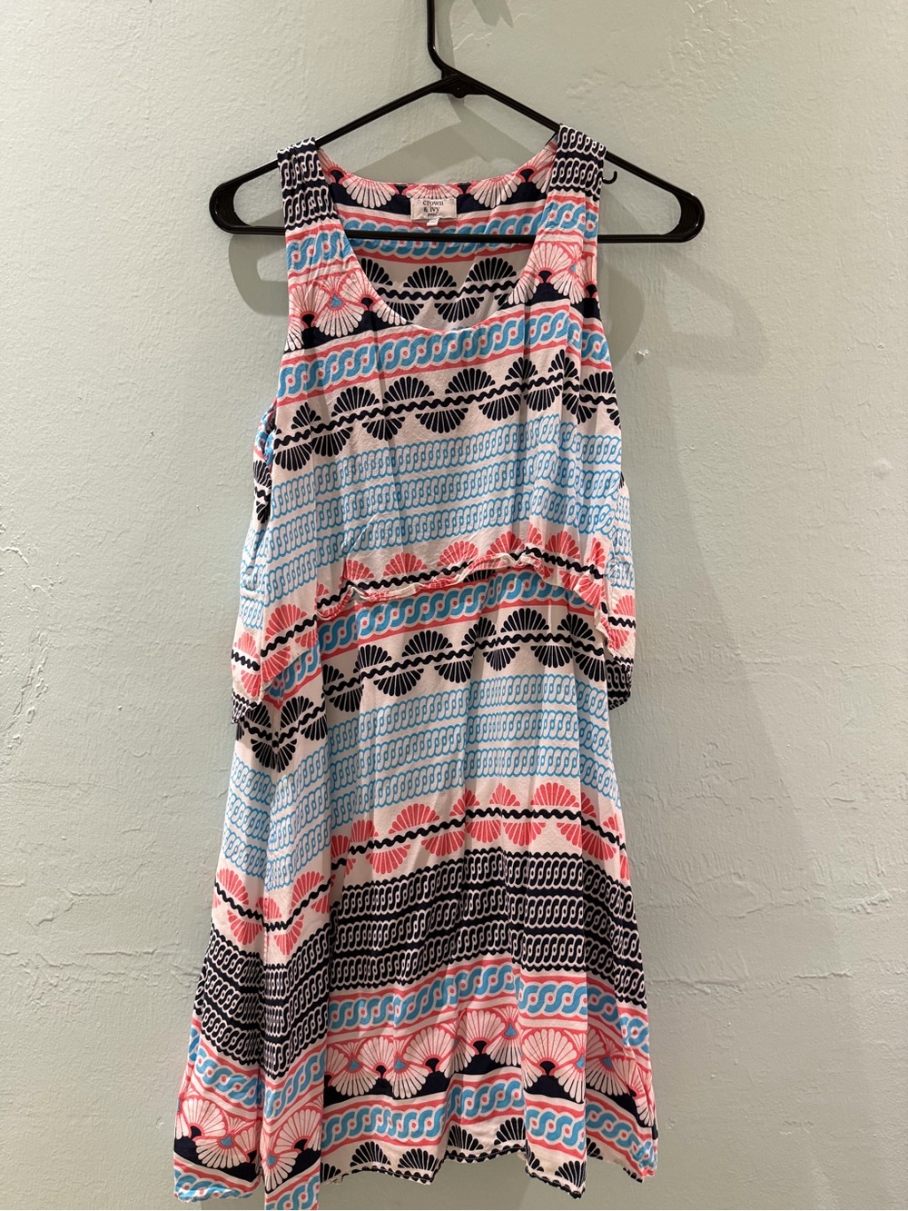 crown & ivy Coral, Turquoise & Black Patterned Dress